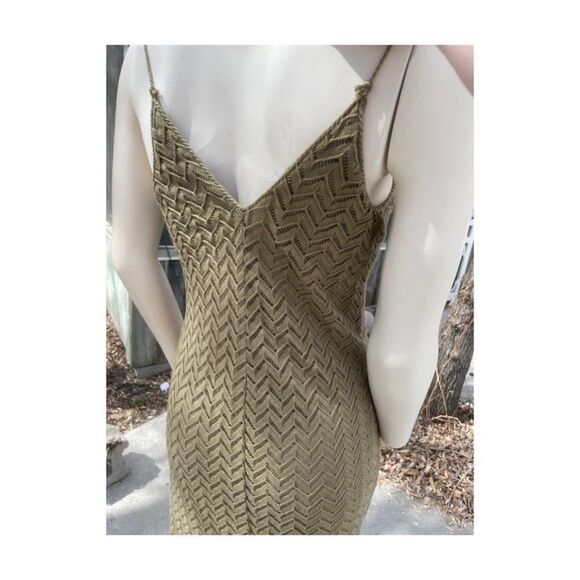 Guess Los Angeles Chevron Knit Maxi Slip Dress Green Sz S - Picture 4 of 13